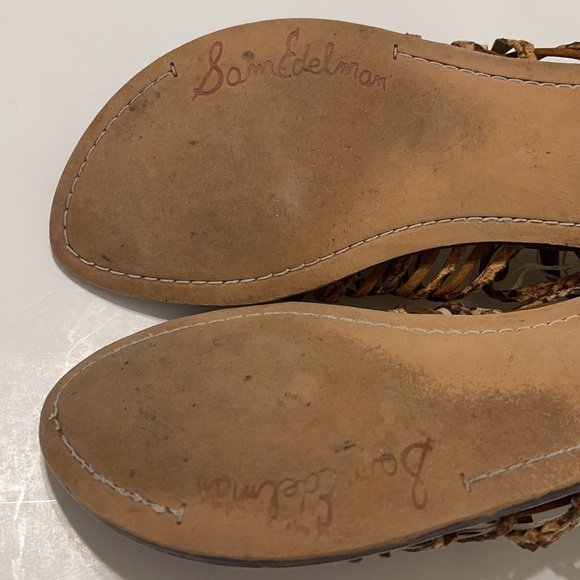 Sam Edelman Gladiator Brown Gold Sandals - Picture 8 of 9